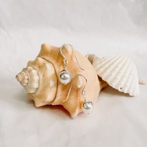 🎁 Silver Round Earrings with Pearl from Swarovski®